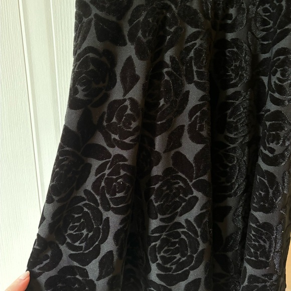 Abercrombie & Fitch Black Velour Rose Skater Mini Dress Bustier Top - Picture 3 of 4